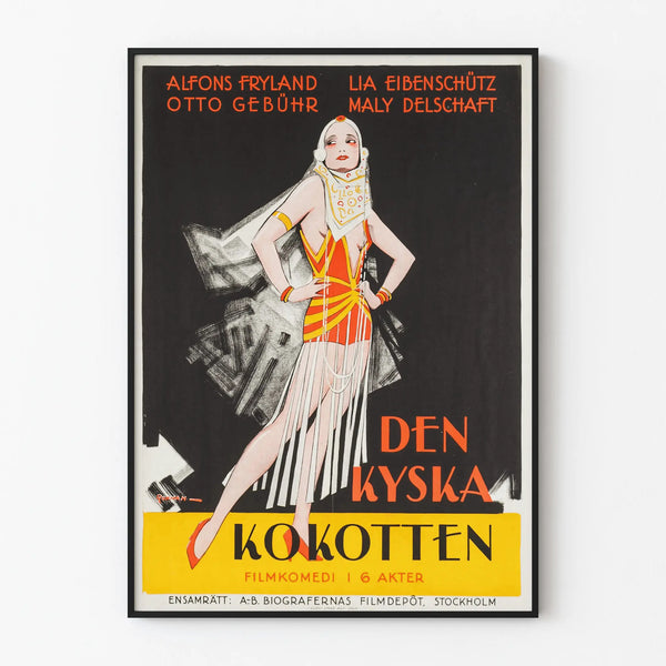 Vintage poster Den Kyska Kokotten - Retro wall decoration