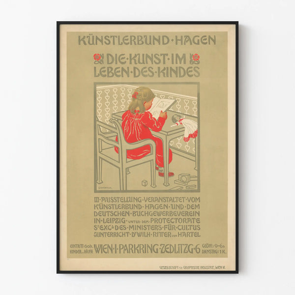 Vintage poster on art in children's lives - Retro wall decoration