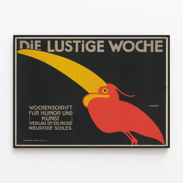 Vintage poster Die Lustige Woche - Humorous and artistic wall decoration — framed artwork on a wall