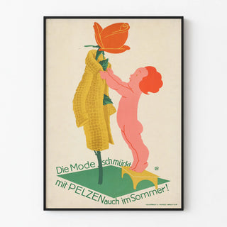 Vintage fashion and fur summer poster