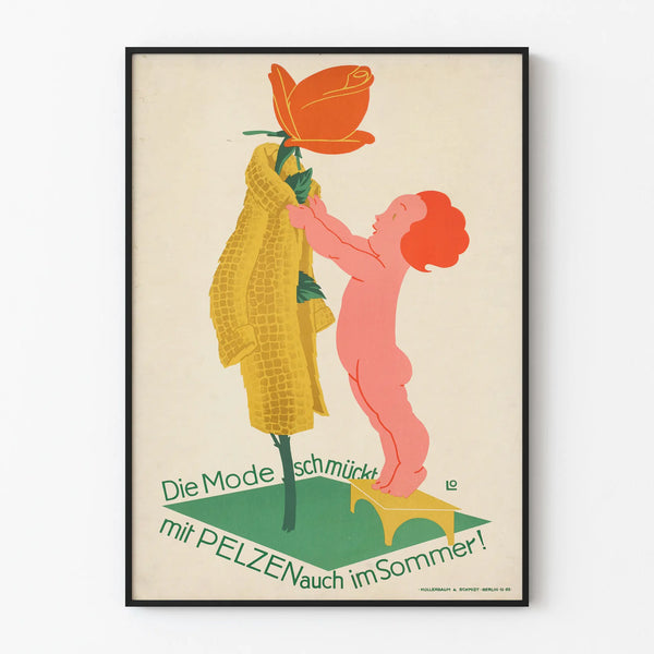 Vintage fashion and fur summer poster