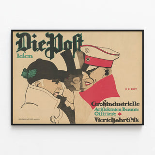 German vintage poster — framed artwork on a wall