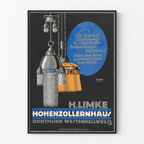 Vintage poster wall decoration electrical lighting H. Limke