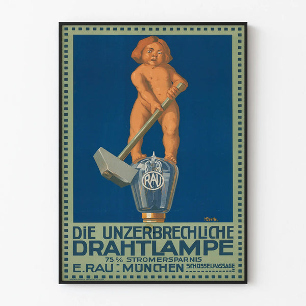 Vintage Poster Die Unzerbrechliche Drahtlampe - Industrial Wall Decoration