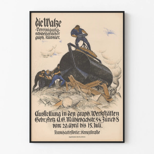 Vintage poster die Walze - Industrial illustration and Gothic typography