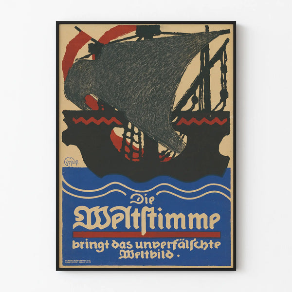Vintage poster Die Weltstimme - Antique boat wall decoration