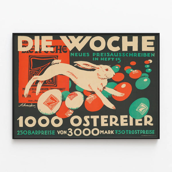 Vintage Poster Die Woche - 1000 Easter Egg Contest — framed artwork on a wall