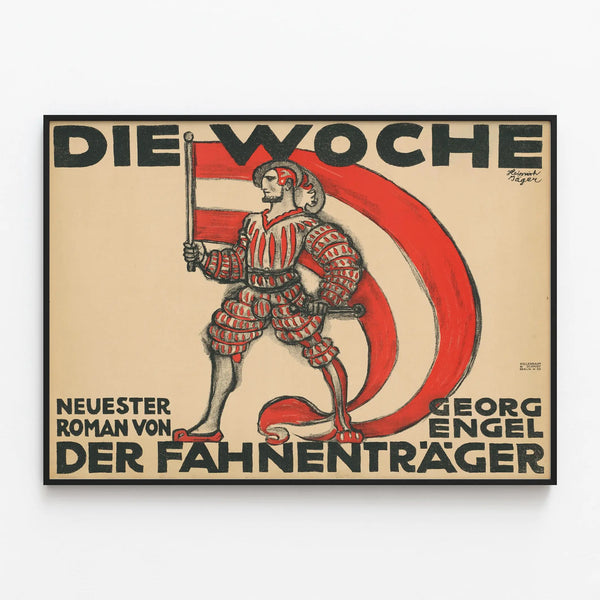 German Vintage Poster Der Fahnrenträger - Wall Decoration Inspired by the Novel by Georg Engel — framed artwork on a wall
