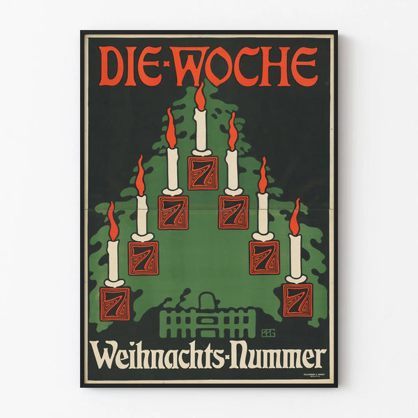 Vintage poster Die Woche Christmas issue with Christmas candles