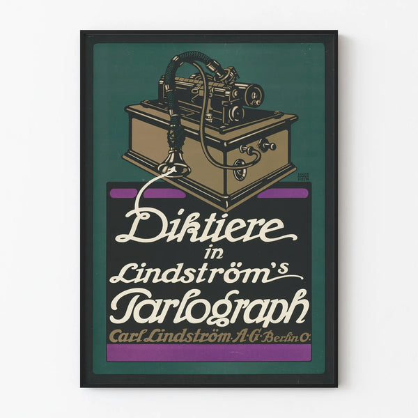 Vintage poster Diktiere Lindström Parlograph wall decoration