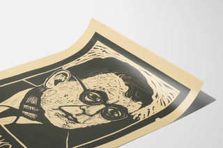 Portrait Poster of Dmitri Shostakovich in Engraving Style