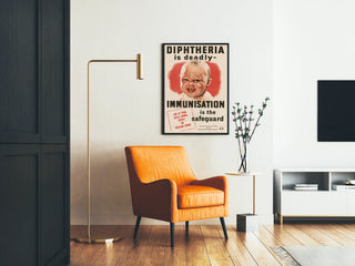 Vintage poster raising awareness about diphtheria vaccination