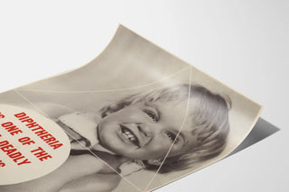 Vintage poster raising awareness about diphtheria in children