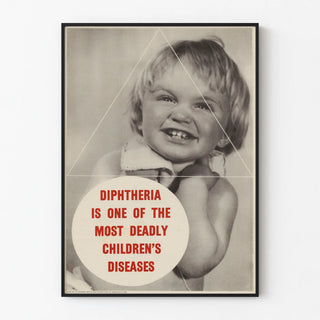 Vintage poster raising awareness about diphtheria in children