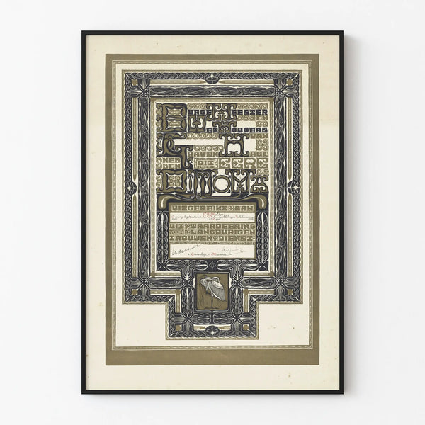 Decorative Poster in Art Nouveau Style, Diploma for 25 Years of Service, 1931
