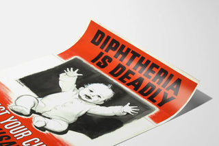 Vintage poster on diphtheria prevention and child immunization