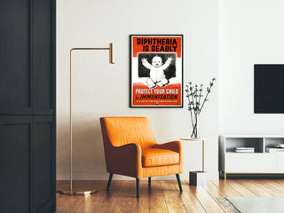 Vintage poster on diphtheria prevention and child immunization