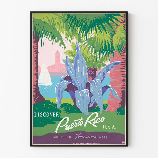Vintage poster of Puerto Rico, travel wall decoration