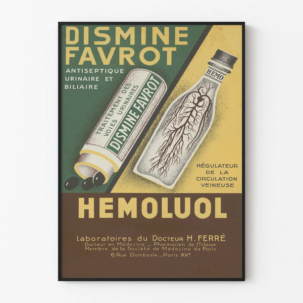 Vintage Advertising Poster Dis mine Favrot and Hemoluol