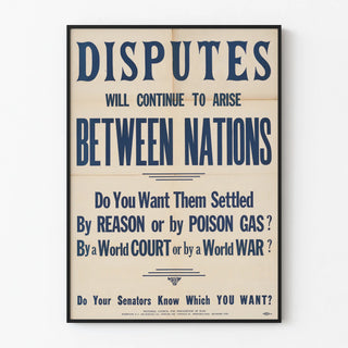 Vintage poster on the prevention of international conflicts