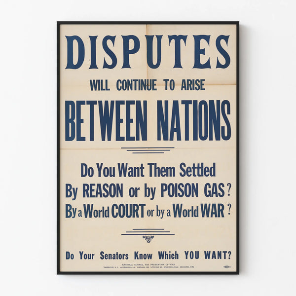 Vintage poster on the prevention of international conflicts