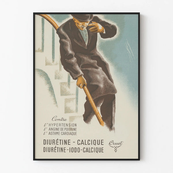 Vintage Medical Poster Diurétine Calcique - Retro Health Wall Decoration