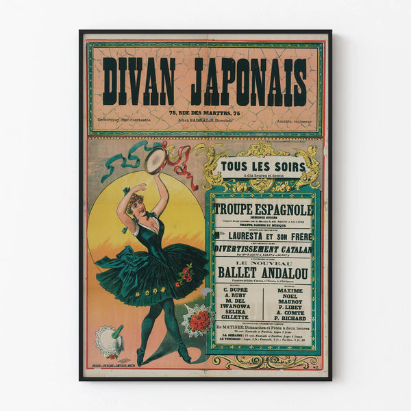 Vintage Poster of Divan Japonais at 75 Rue des Martyrs - Retro Wall Decoration