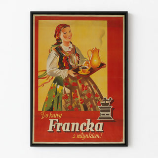 Vintage poster of Francka café with coffee grinder