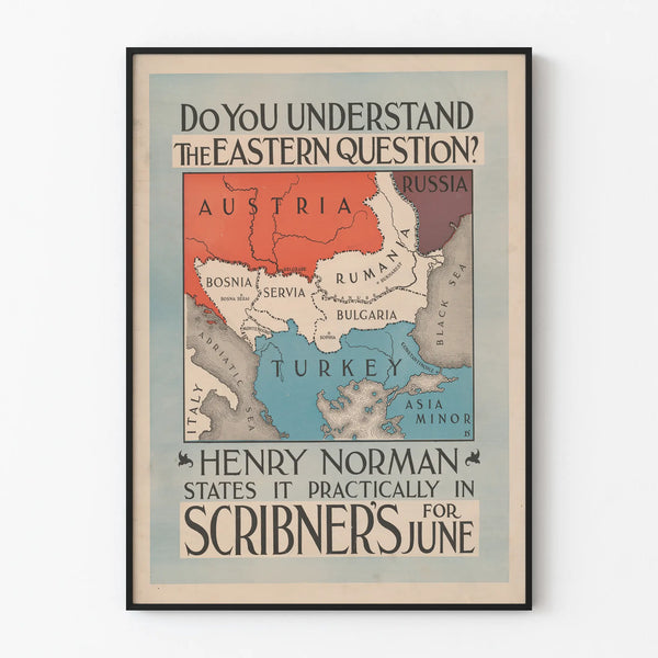 Historical Map Poster of the Eastern Question with Eastern European Countries