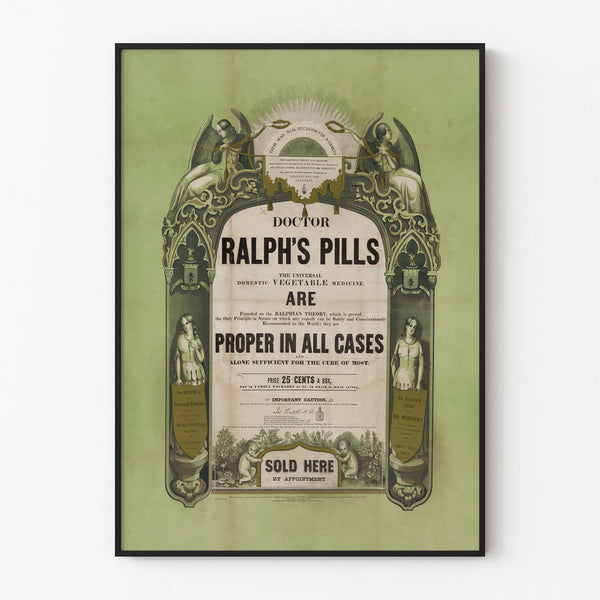 Vintage Poster of Doctor Ralph's Pills for Wall Decoration