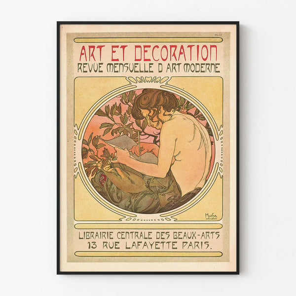 Vintage decorative poster Art and Decoration by Mucha