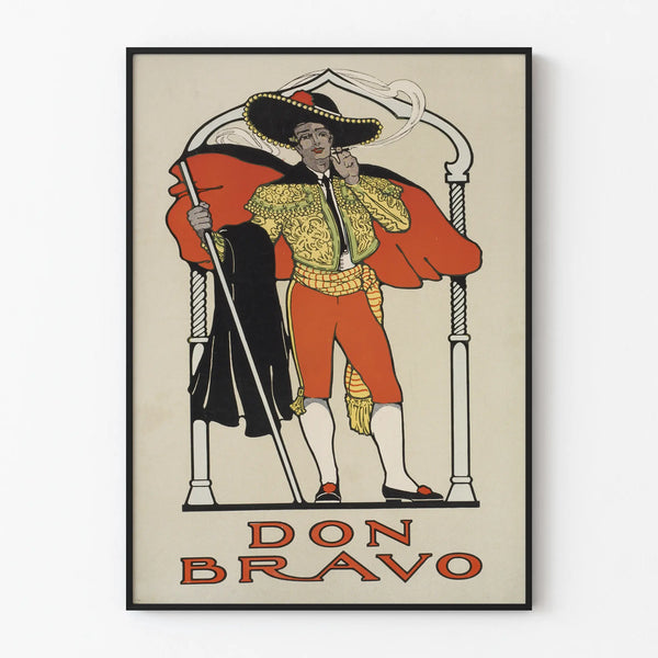 Vintage decorative poster Don Bravo, colorful bullfighter portrait