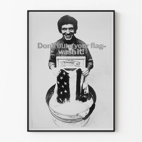 Vintage poster Don't burn your flag - Wash it for wall decoration