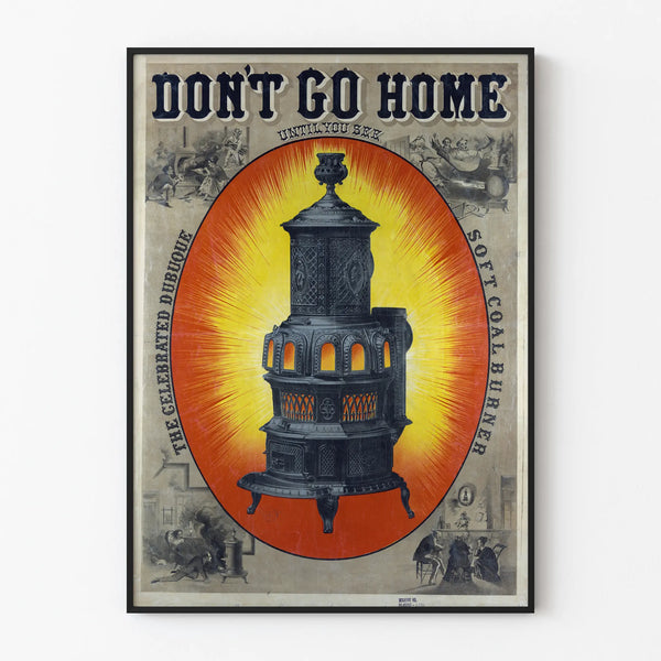 Vintage poster of the Dubuque Soft Burner coal stove