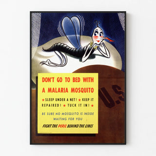 Awareness poster against malaria - mosquito and protective net