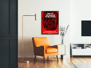Vintage fire prevention poster 'Don't Let Your Research Go Up In Smoke'