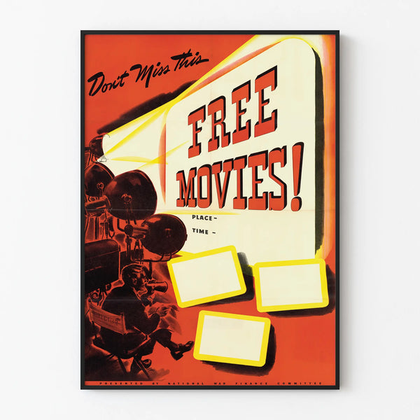 Vintage Poster Free Movies - Retro Cinema Wall Decoration