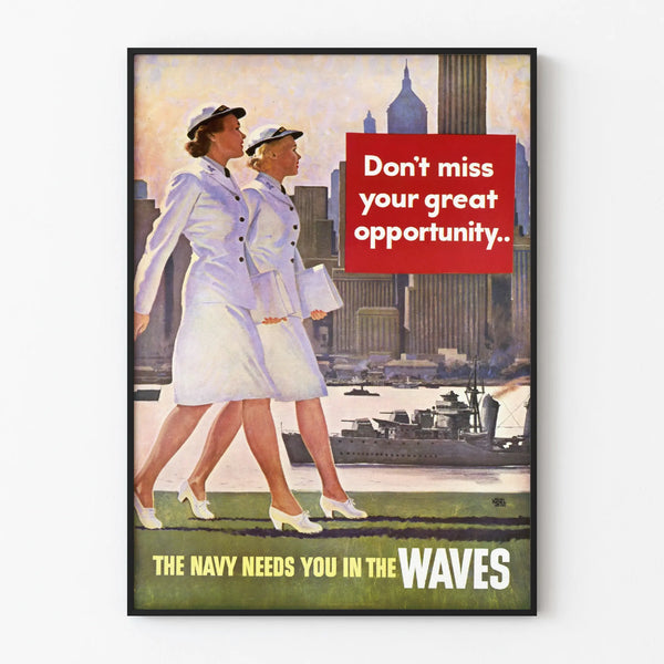 Vintage Military Poster Navy Waves – Retro Wall Decoration