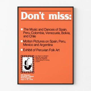 Vintage Poster Don't Miss - Hispanic-American Cultural Week 1978