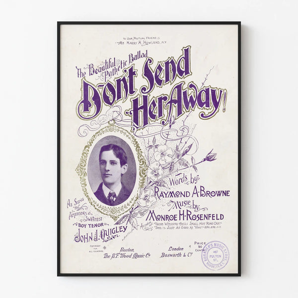 Vintage poster 'Don't Send Her Away' - Retro musical wall decoration