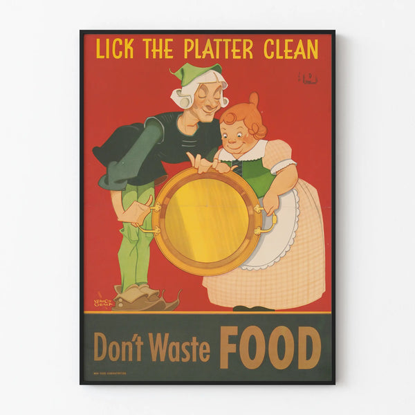 Vintage poster Don't Waste Food - Kitchen wall decoration poster