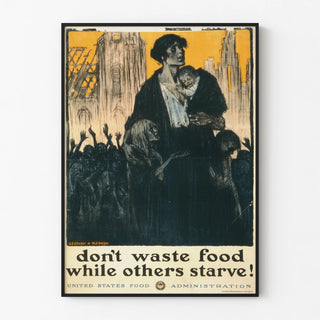 Vintage poster raising awareness about food waste