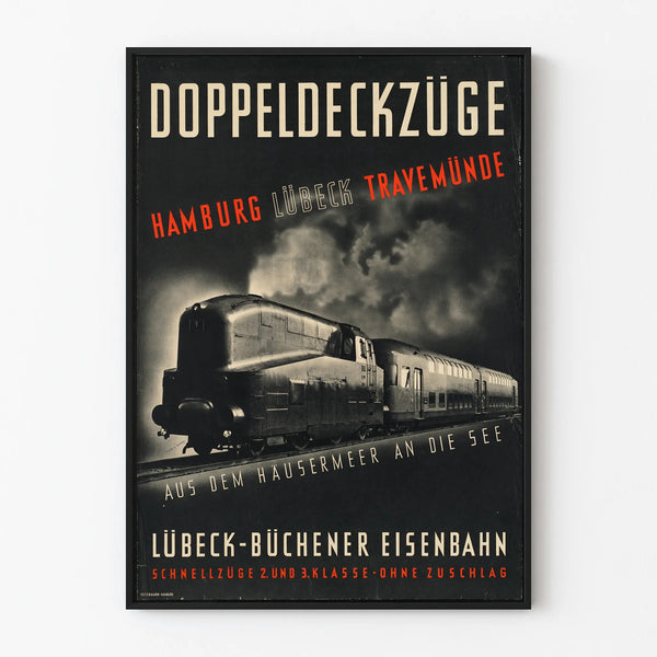 Vintage poster of the Hamburg Lübeck Travemünde train