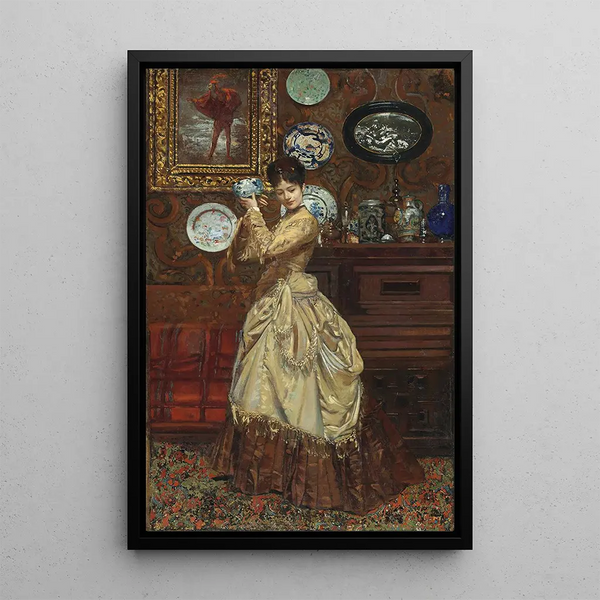 Admirant la porcelaine - Édouard Frédéric Wilhelm Richter — framed artwork on a wall