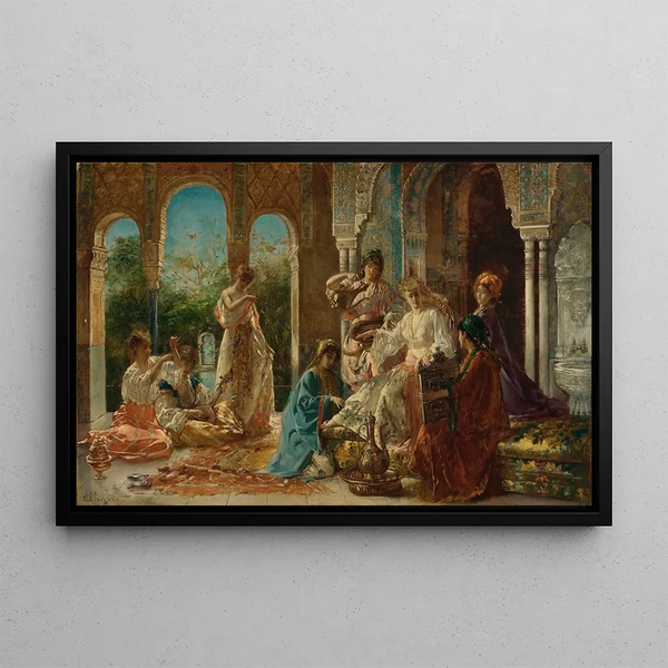 Au service de la favorite - Édouard Frédéric Wilhelm Richter — framed artwork on a wall