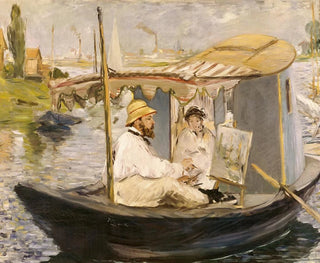 Claude Monet painting in his boat-studio - Édouard Manet — artwork view