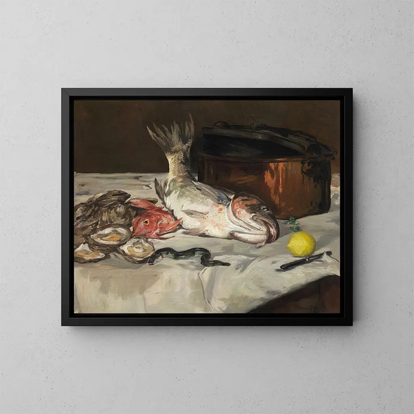 Still life with fish - Édouard Manet — framed artwork on a wall
