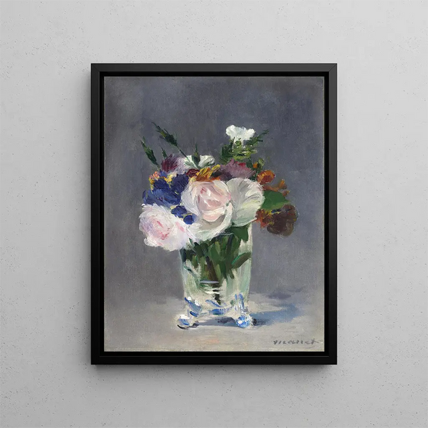 Flowers in a Crystal Vase - Édouard Manet — framed artwork on a wall