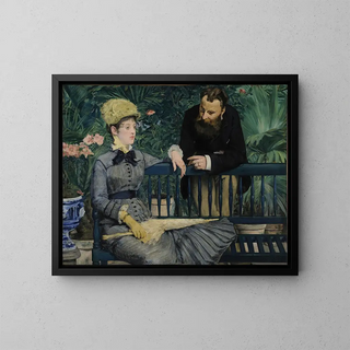 in the conservatory - Édouard Manet — framed artwork on a wall