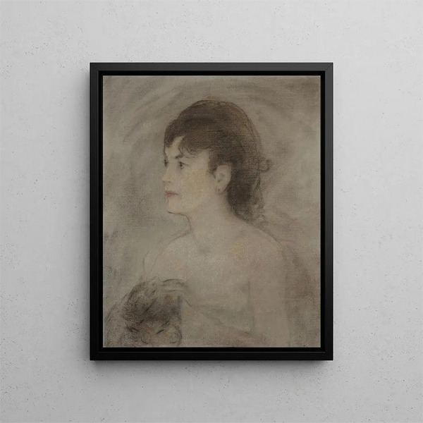 Young woman with décolletage - Édouard Manet — framed artwork on a wall